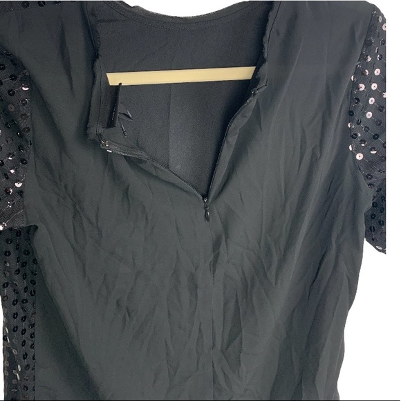 NWT Who What Wear Sequin Short Sleeve Sheer Top | Black | Women’s Size XS - Picture 4 of 11